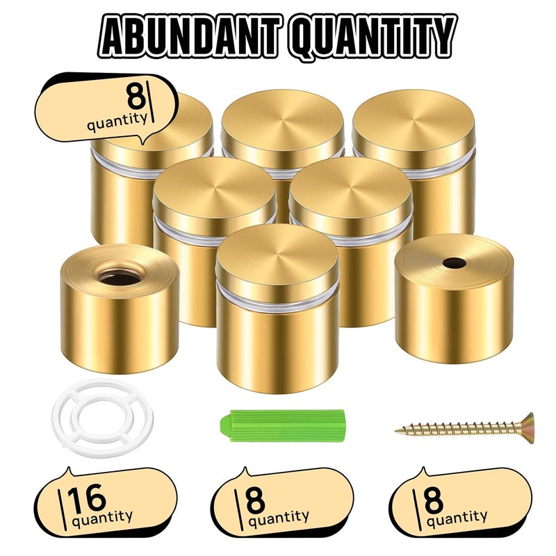 Ferraycle 8 Sets Standoff Screws Stainless Steel Advertising Standoff Mount Metal Hardware Sign Mounting Hardware for Hanging Acrylic Picture Frame(1 x 1 Inch) - Image 2